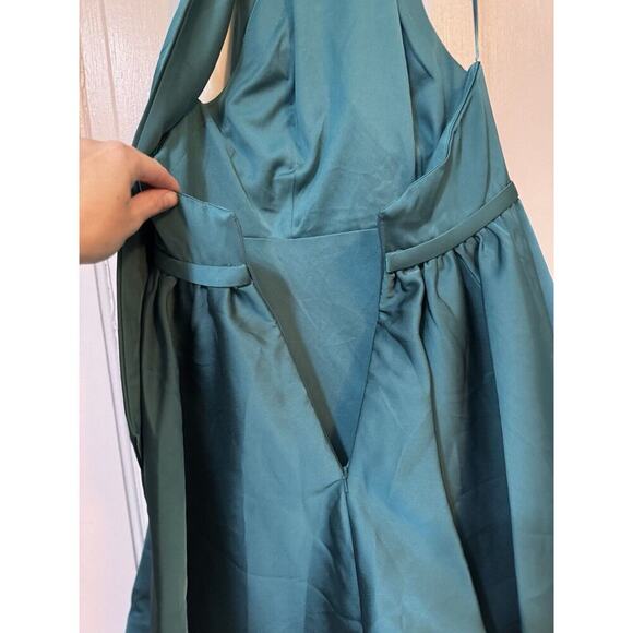 NWT Mac Duggal Teal Halter High Neck Shoulder Bow Mini Dress 20710 Size 2 - Picture 13 of 16